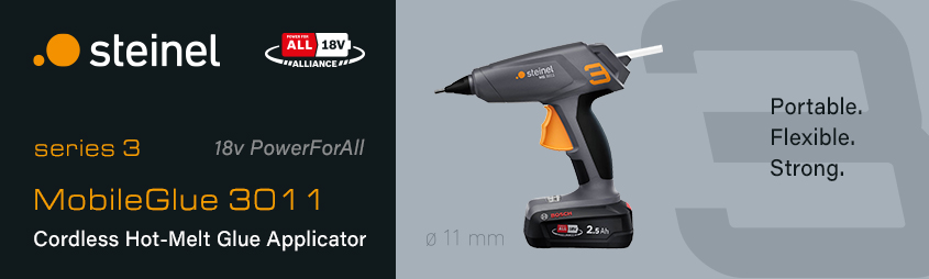 Steinel MOBILEGLUE 3011
18v PowerForAll Cordless Glue Applicator Steinel MOBILEGLUE 3011 18v PowerForAll Cordless Glue Gun Applicator