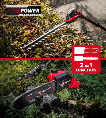 2-in-1: Telescopic hedge trimmer and pole pruner Einhell Professional GP-LC 18/20 Li T BL 18v Cordless Telescopic Pole Hedge Trimmer and Pole Pruner