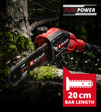 Bar Length: 200mm
Cutting Length: 180mm Einhell Professional GP-LC 18/20 Li T BL 18v Cordless Telescopic Pole Pruner
