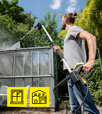 Ideal for cleaning houses, building
facades and conservatories. Karcher TLA4 Telescopic Spray Lance Jet Pipe Articulating Joint K-Series Pressure Washers facade conservatory