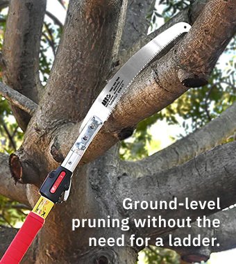 Ground-level pruning trees and
shrubs without the need for a ladder. ARS EXW-CT Telescopic Turbocut Pole Pruning Saw High Carbon Steel