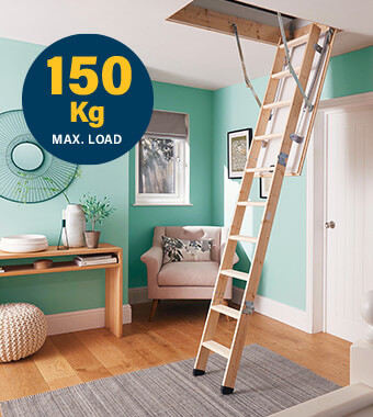 Comes complete with loft ladder, 20mm of insulation
on the trapdoor, loft surround and all fittings. Werner 34530300 TIMBERLINE Loft Ladder