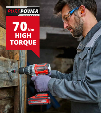 Max. torque of 70 Nm and a 2-speed transmission. Einhell Professional TP-CD 18/70 Li-I BL 18v Cordless Combi Drill