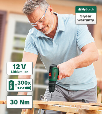 Incredibly simple-to-use cordless
drill offers exceptional comfort. Bosch EASYIMPACT 1200 12v Combi Drill