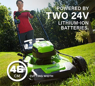 Greenworks GD24X2LM46SK 48v Cordless Self Propelled Rotary Lawnmower 460mm