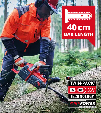 Einhell Professional GP-LC 36/40 Li BL 36v Twin-Pack Cordless Brushless Chainsaw 400mm