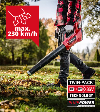 Air Speed: 230Km/h Einhell Professional GP-LB 36/230 Li E BL 36v Twin-Pack Cordless Brushless Leaf Blower Turbo Air Speed