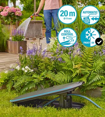 Gardena 18650-20 Pipeline Undercover Hidden Hose Box RollUp M with 20m hose module automatic tangle-free roll-up UV Frost proof