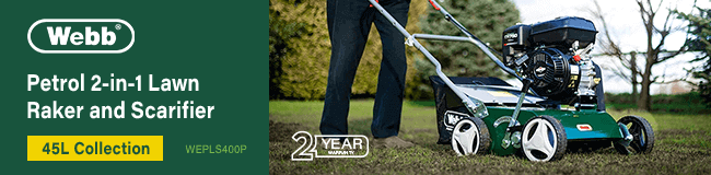 Webb WEPLS400P
Petrol 2-in-1
Lawn Raker and Scarifier Webb WEPLS400P Petrol 2in1 Lawn Raker Scarifier
