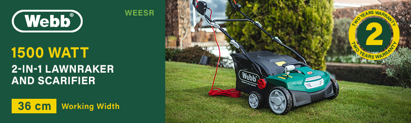 Webb WEESR 2-in-1 Electric
1500W Lawnraker and Scarifier Webb WEESR 2-in-1 Electric Lawnraker Lawn Raker Scarifier 1500W 36cm