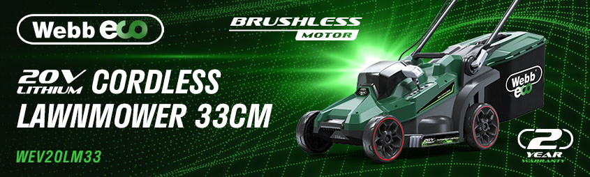 Webb WEV20LM33 20v Cordless
Brushless Rotary Lawnmower 330mm Webb WEV20LM33 20v Cordless Brushless Rotary Lawnmower 330mm
