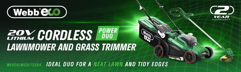 Webb Eco WEV20LM33LT25B4 20v Cordless Lawnmower and Grass Trimmer