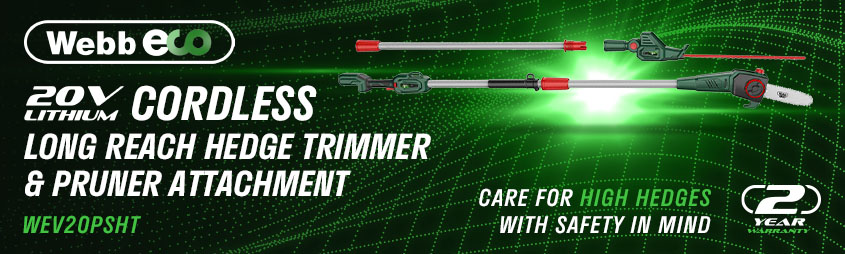 Webb WEV20PSHT 20v Cordless Long-Reach Hedge Trimmer 500mm Pruner Attachment