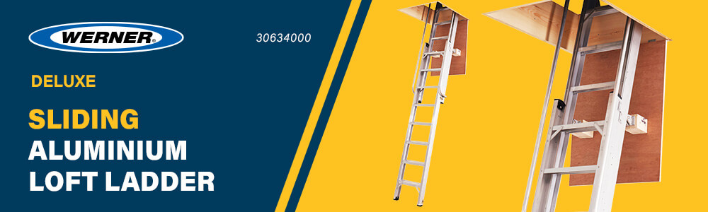 Werner 30634000 DELUXE
Aluminium Sliding Loft Ladder Werner 30634000 DELUXE Aluminium Sliding Loft Ladder