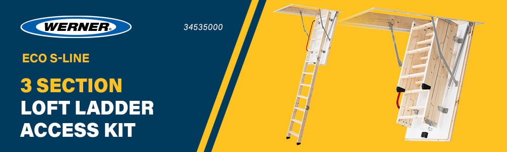 Werner 34535000 ECO S-LINE
Timber 3-Section Loft Access Ladder Kit Werner 34535000 ECO S-LINE Timber 3 Section Loft Ladder Access Kit