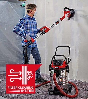 Filter Cleaning System for restoring suction power. Einhell TE-VC 2230 SACL Wet Dry Vacuum Cleaner Filter Cleaning System