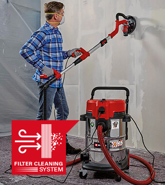 Filter Cleaning System for restoring suction power. Einhell TE-VC 2250 SACL Wet Dry Vacuum Cleaner Filter Cleaning System
