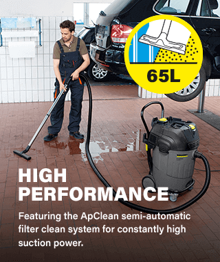 65 Litre Wet-Dry High-performance
Featuring the ApClean semi-automatic
filter clean system for contasntly
high suction power. Karcher NT652AP Wet Dry Vacuum Cleaner