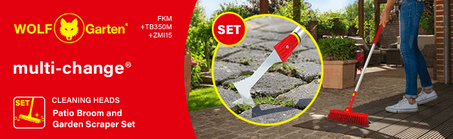 WolfGarten P513 MultiChange FKM TB350M ZMI15 Patio Broom Scraper 142cm Handle Set