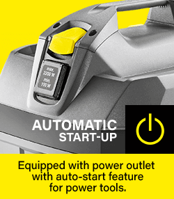 Socket for electric tools with
automatic start-up feature. Karcher NT201 AP TE Automatic Startup Feature Power Tool