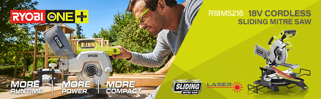 Ryobi R18MS216 ONE+ 18v Cordless Compound Sliding Mitre Saw 216mm