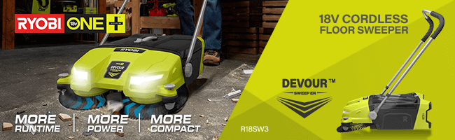 Ryobi R18SW3 ONE+ 18v Cordless Devour Floor Sweeper