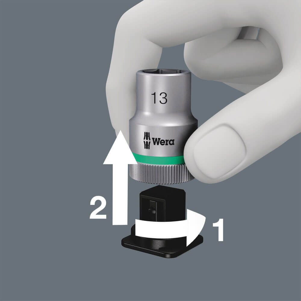 Wera 8740 AHF 8 Piece 1/4 Drive Zyklop In Hex Hold Function Socket
