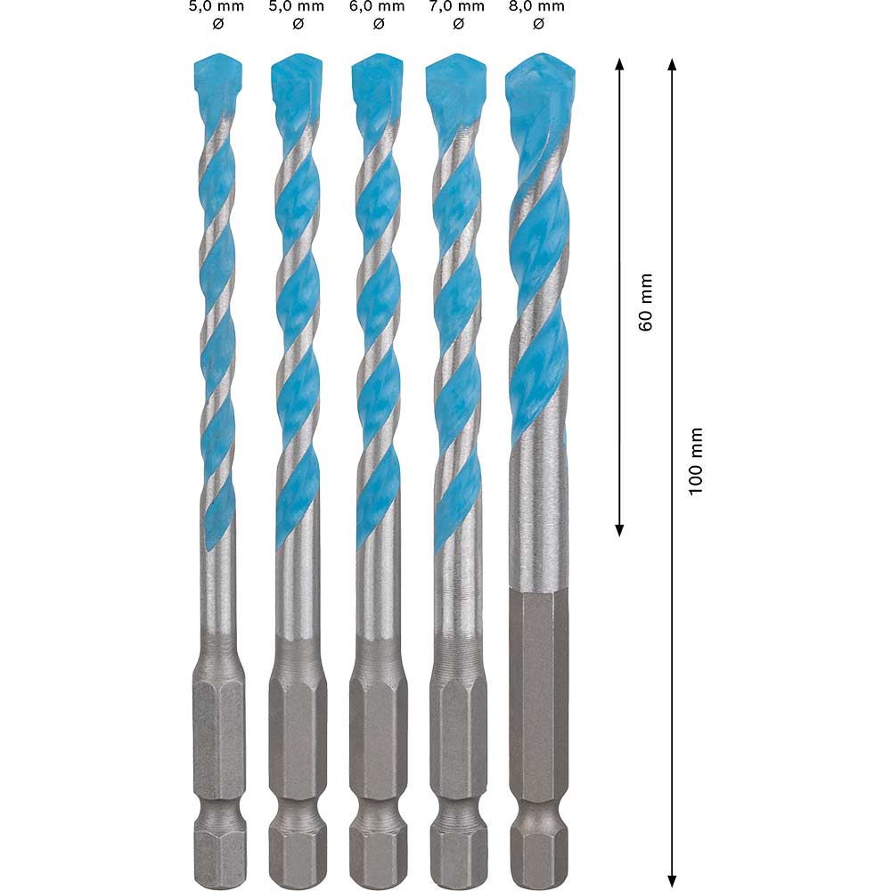 Bosch Expert 5 Piece HEX 9 Multi Construction Drill Bit Set