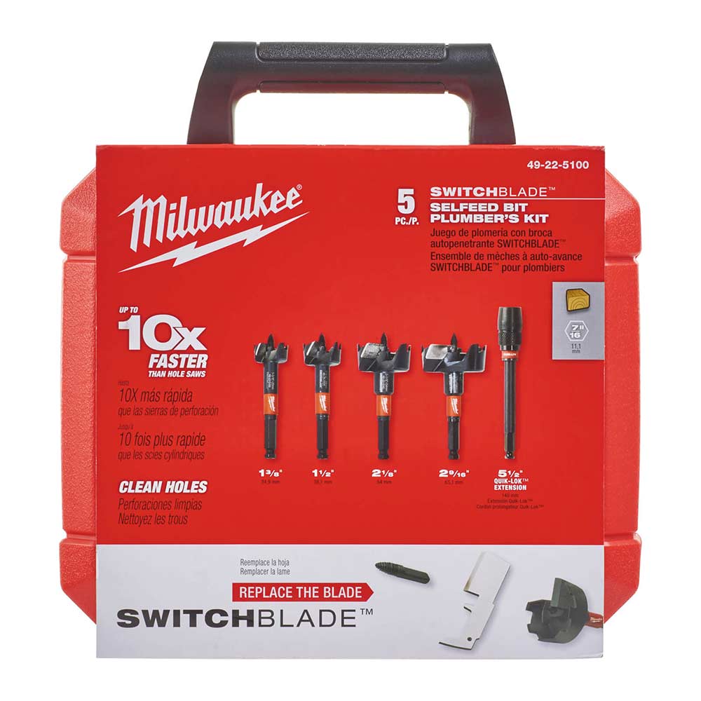 Milwaukee 5 Piece Switch Blade Wood Bits Forstner Drill Bits