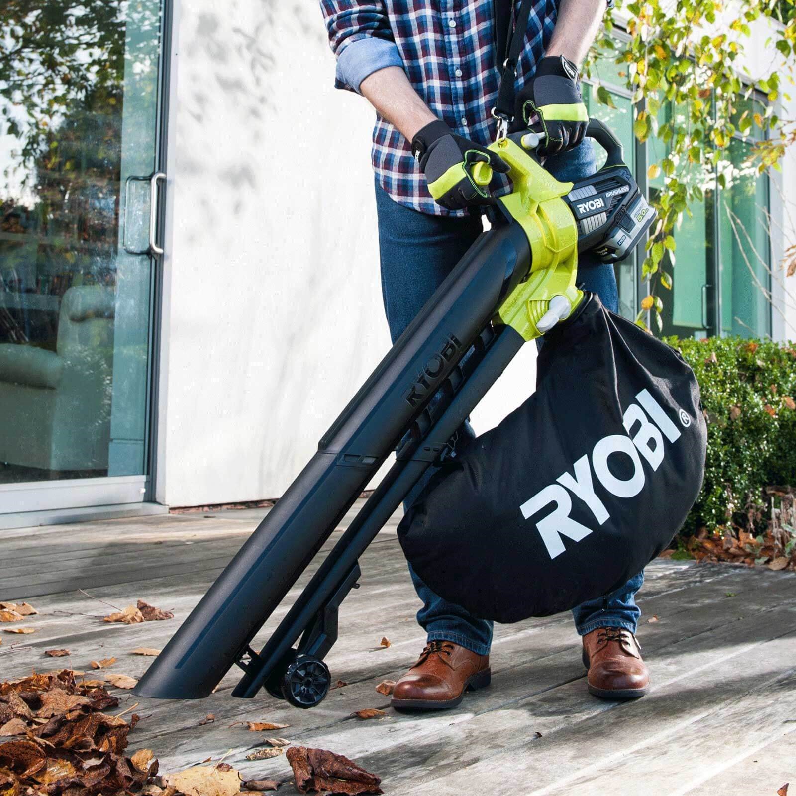 Ryobi ONE+ 18v Cordless Brushless Garden Vacuum and Leaf Blower | Leaf Vacuums