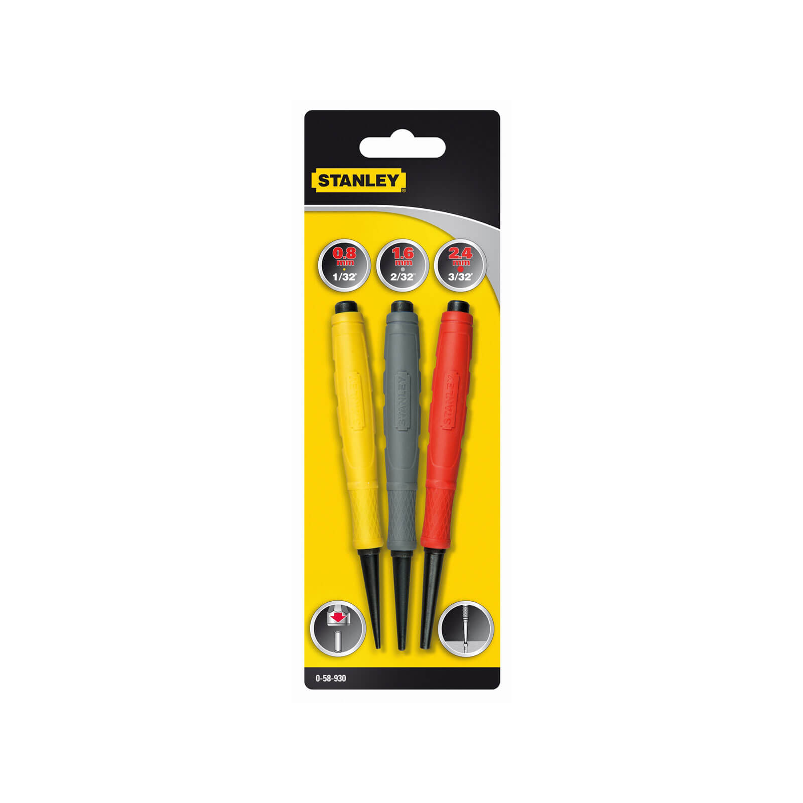 Stanley Tools STA058930 DynaGrip™ Nail Punch Set 3 Piece 