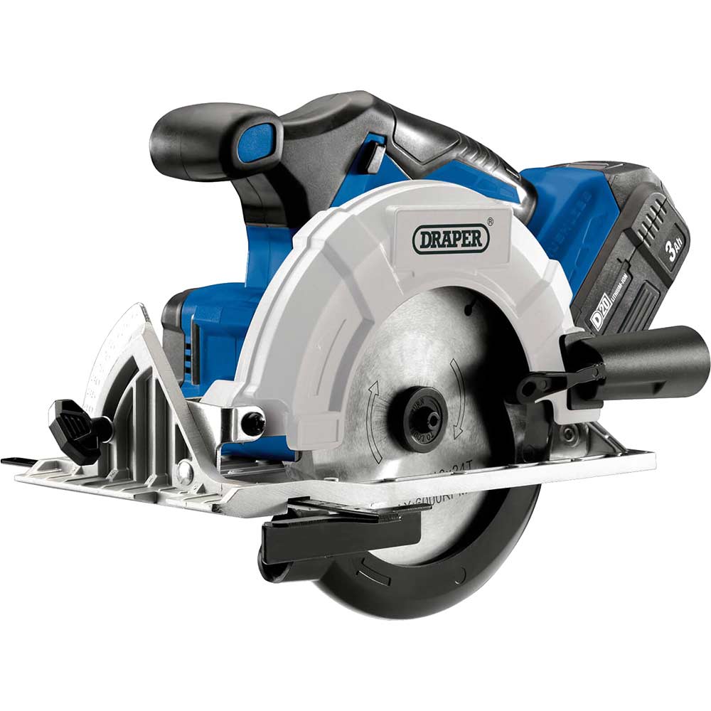 Image of Draper D20CS165 D20 20v Cordless Brushless Circular Saw 165mm 1 x 3ah Li-ion Charger No Case