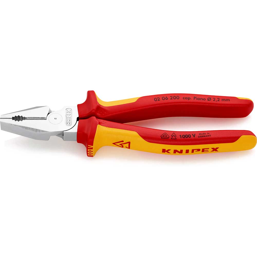 Image of Knipex 02 06 VDE Insulated High Leverage Combination Pliers 200mm