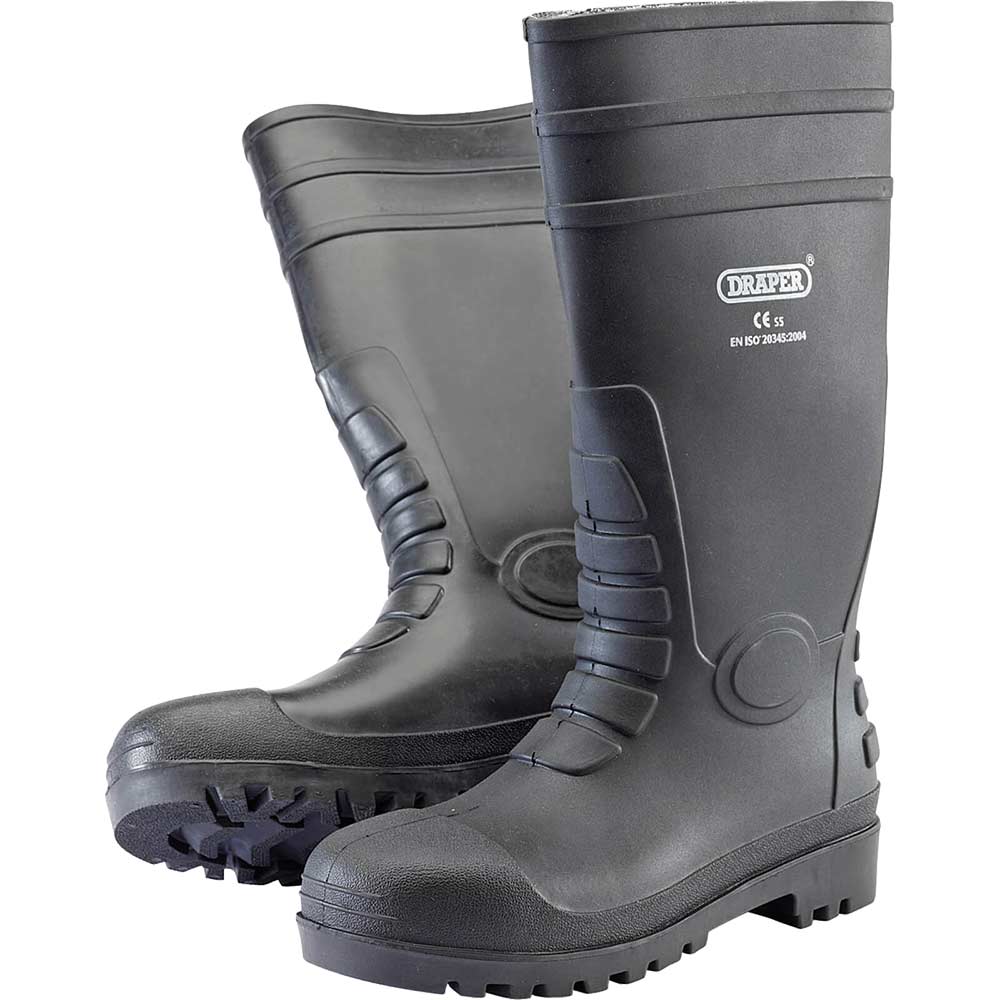 Draper Safety Wellington Boots Black Size 9