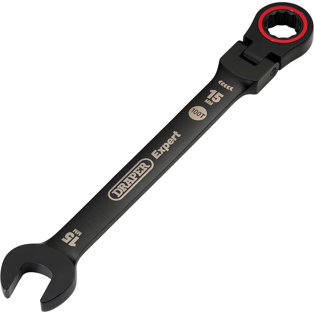 Draper Expert Hi-Torq Flexible Head Ratchet Combination Spanner 15mm