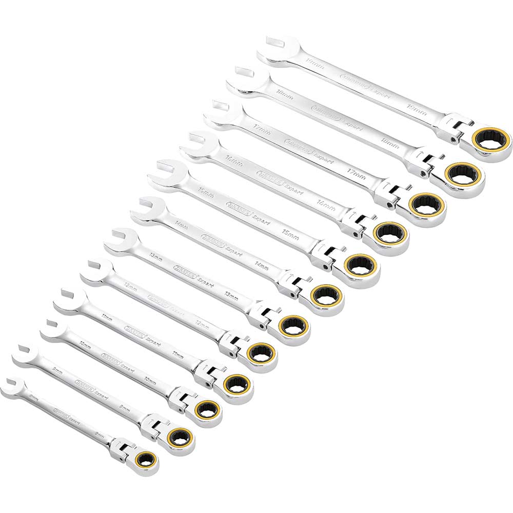 Click to view product details and reviews for Draper Expert 12 Piece Hi Torq Flexible Head Ratchet Combination Spanner Set.