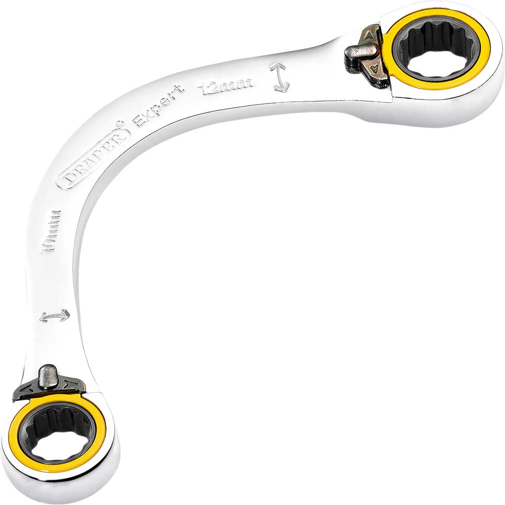 Draper Expert Hi Torq Double Ring Ratchet Half Moon Spanner 10mm x 12mm