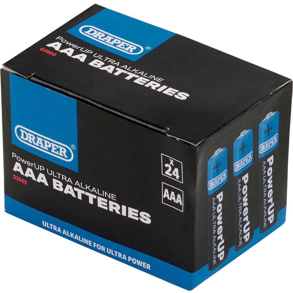Draper Powerup Ultra Alkaline AAA Batteries Pack of 24