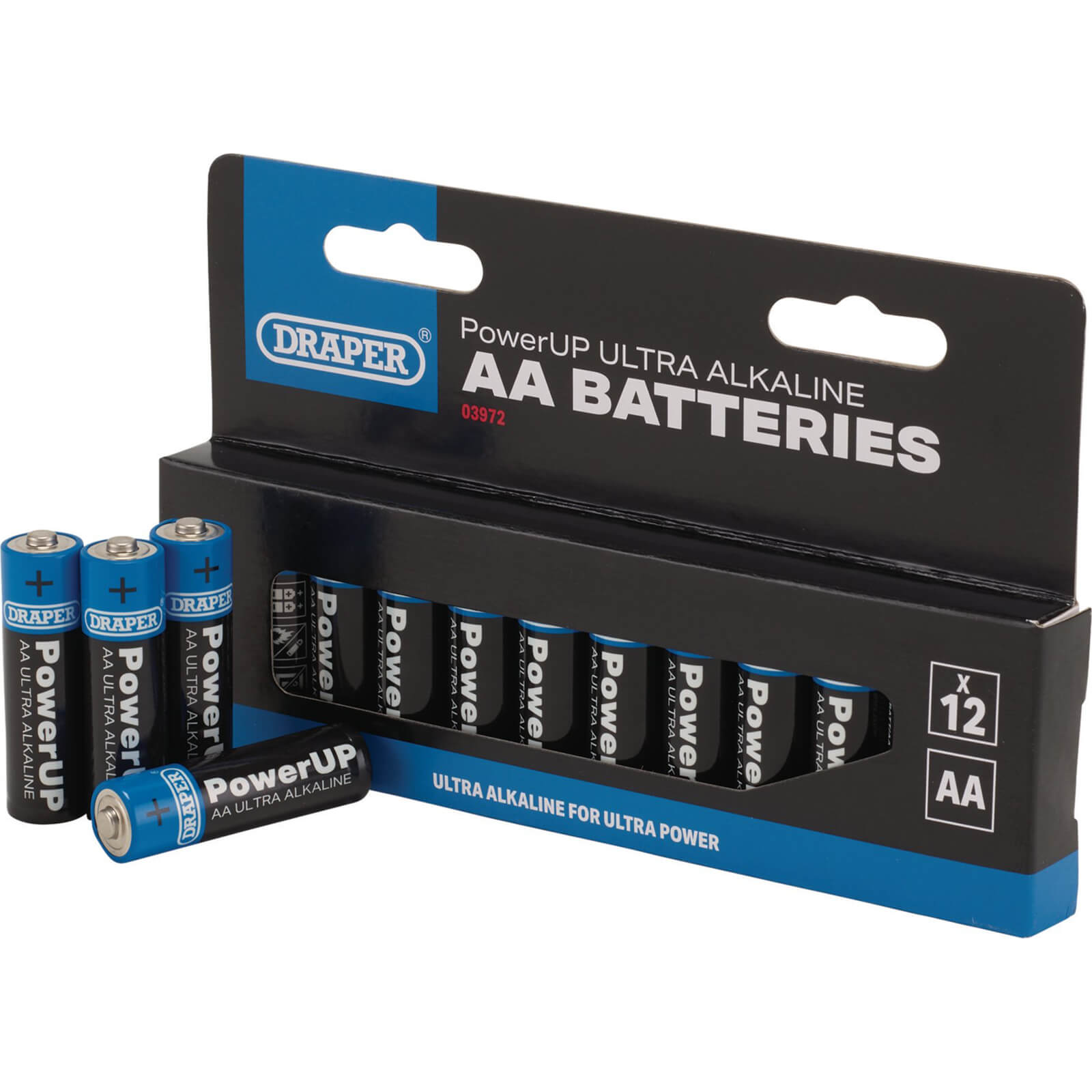 Image of Draper Powerup Ultra Alkaline AA Batteries Pack of 12