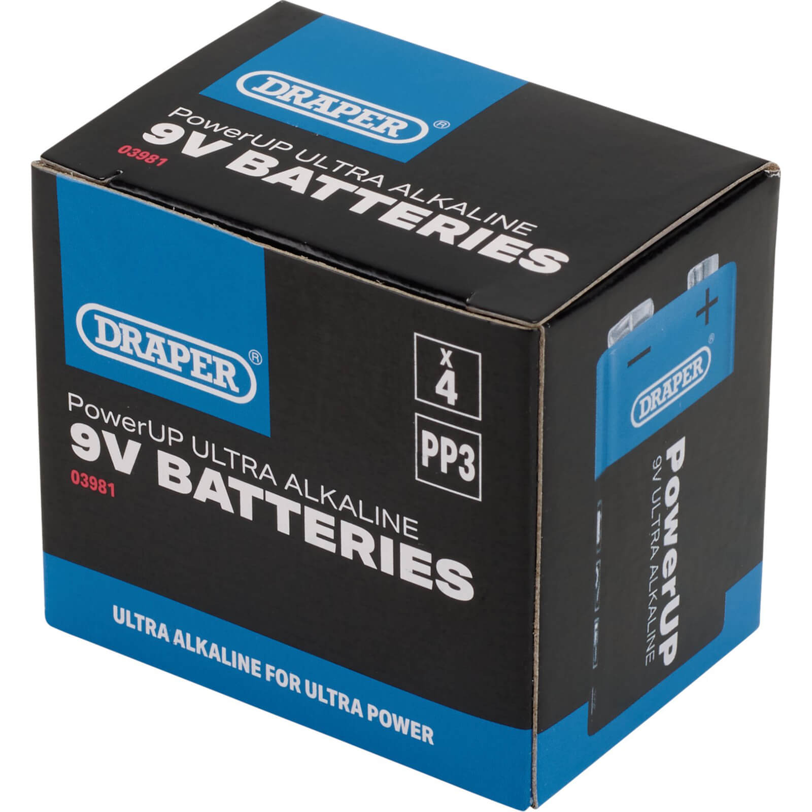 Image of Draper Powerup Ultra Alkaline 9v Batteries Pack of 4