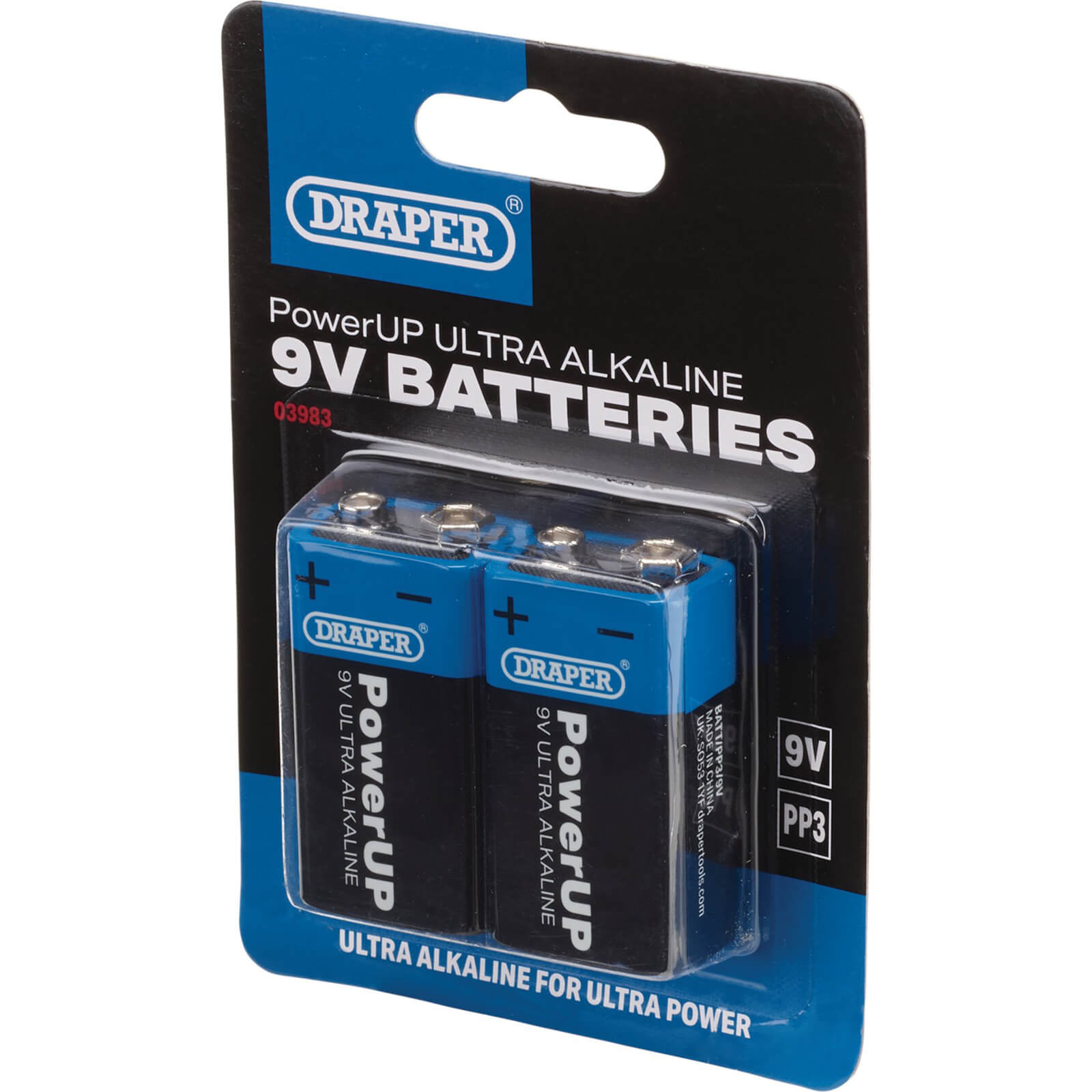 Image of Draper Powerup Ultra Alkaline 9v Batteries Pack of 2