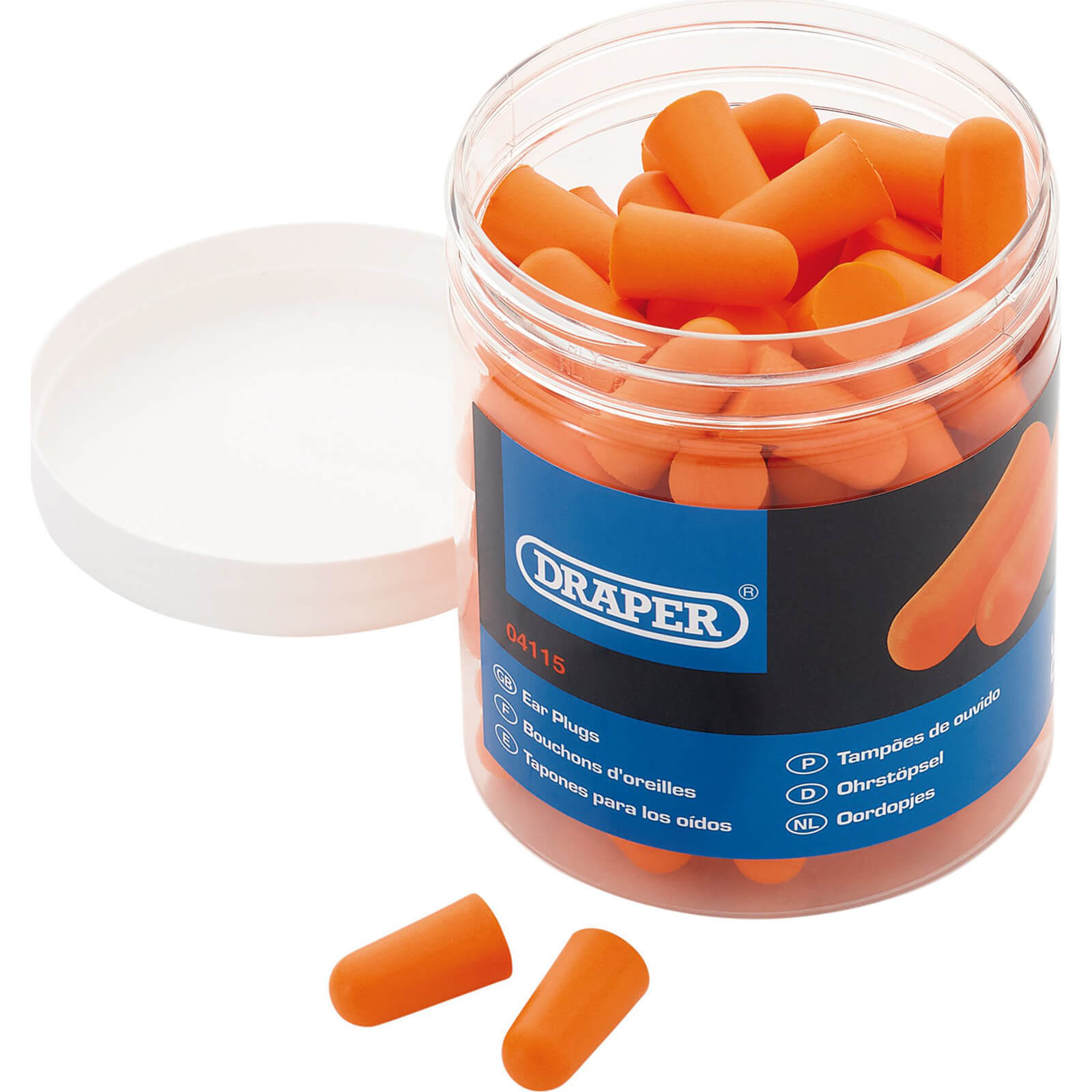 Image of Draper Disposable Ear Plugs in Plastic Tub Pack of 50