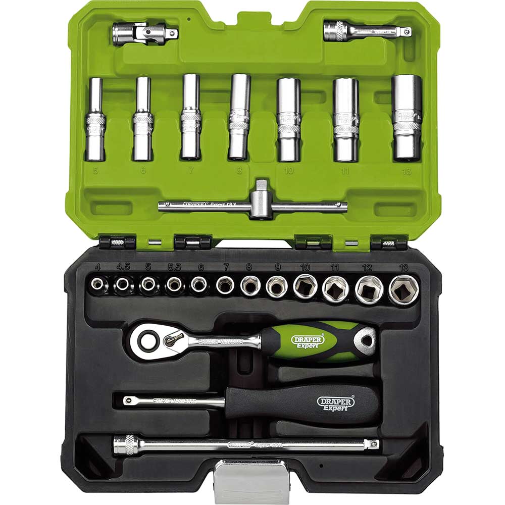 Image of Draper Expert 25 Piece 1/4" Drive Socket Set Metric 1/4"