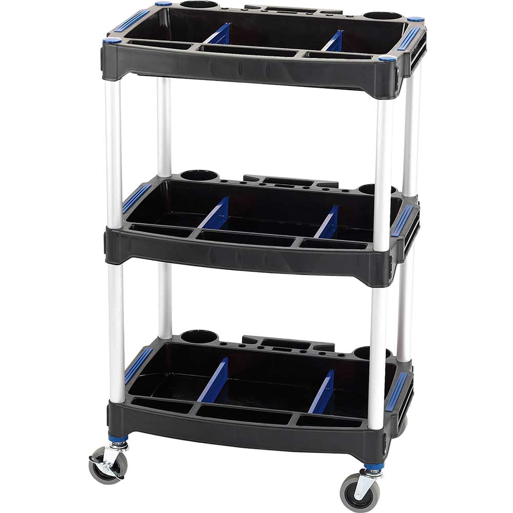 Draper 3 Shelf Trolley Black / Silver