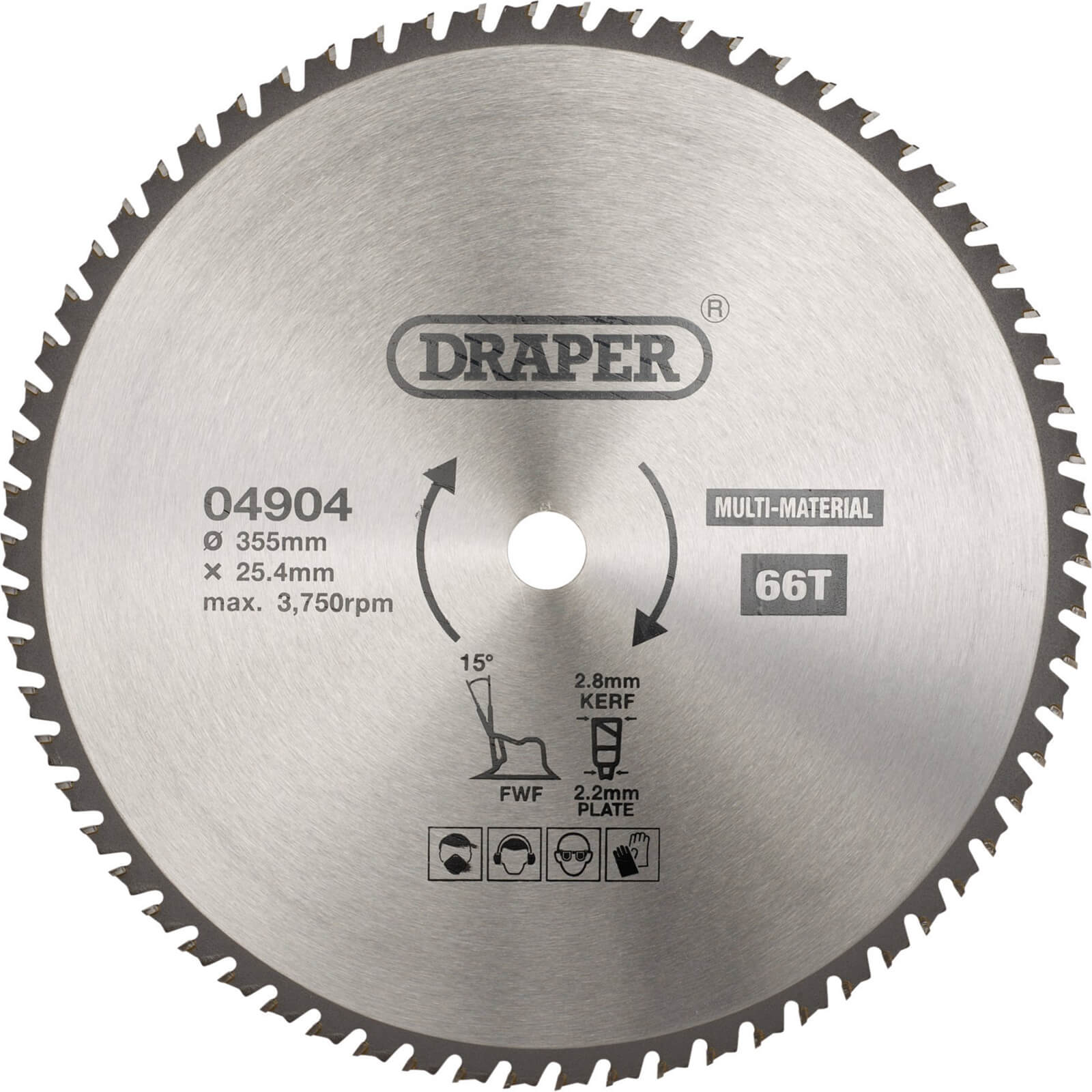 Photos - Power Tool Accessory Draper TCT Multi Purpose Circular Saw Blade 355mm 66T 25.4mm 04904 