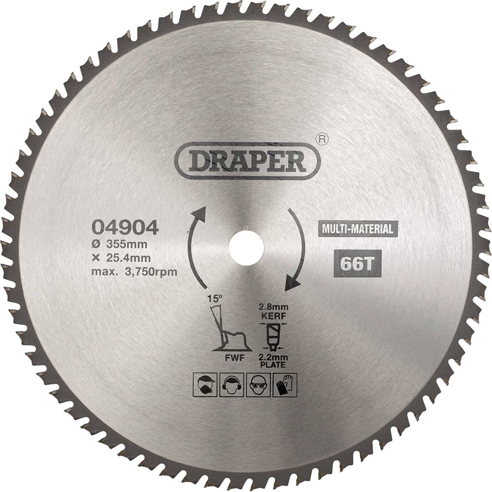 Draper TCT Multi Purpose Circular Saw Blade 355mm 66T 25.4mm