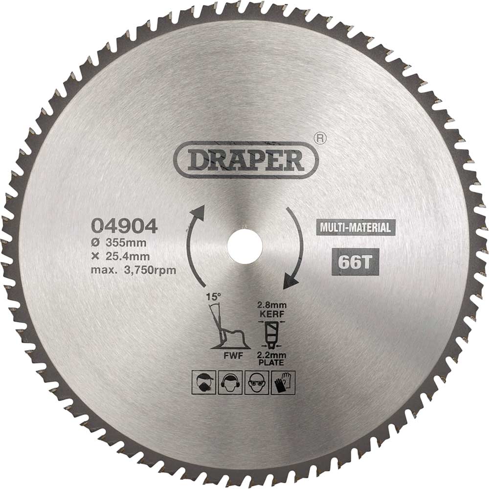 Photos - Power Tool Accessory Draper TCT Multi Purpose Circular Saw Blade 355mm 66T 25.4mm 04904 