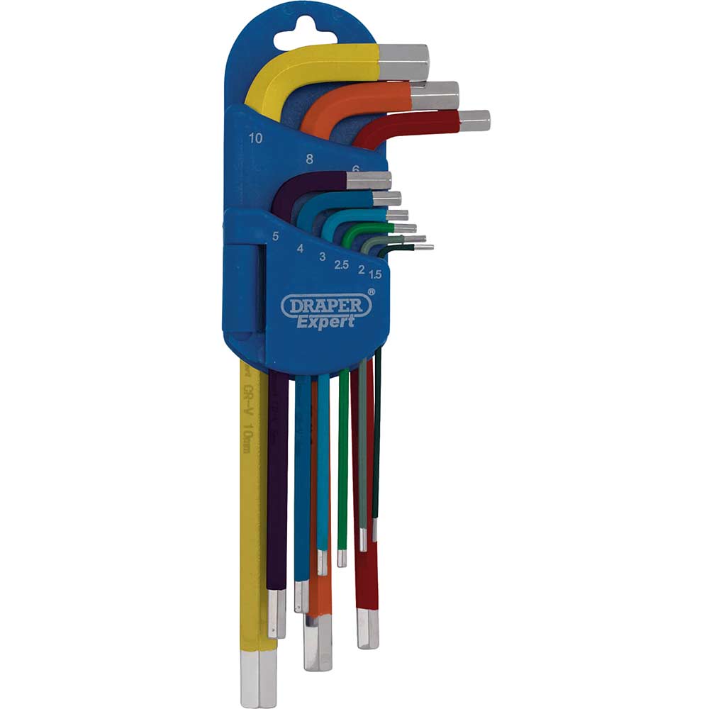 Click to view product details and reviews for Draper Expert 9 Piece Long Arm Colour Coded Hex Key Set.