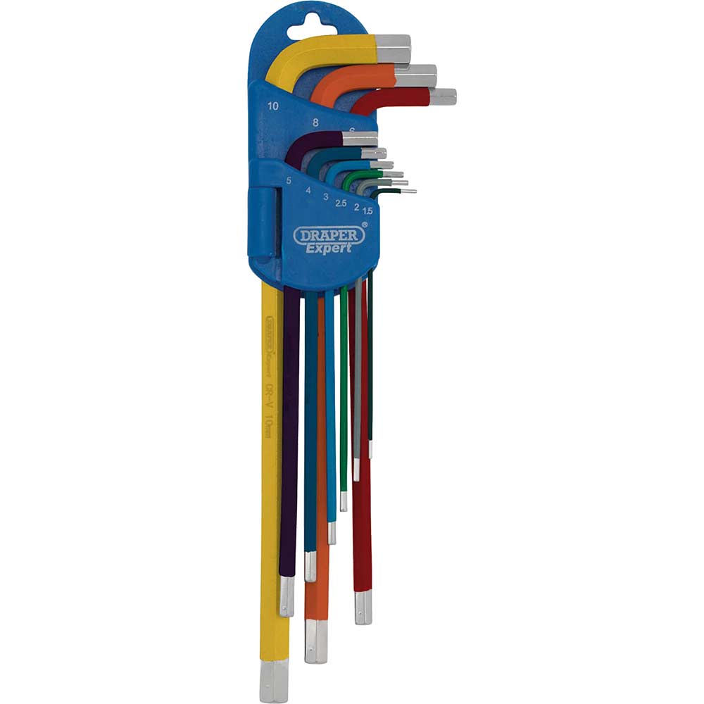 Click to view product details and reviews for Draper Expert 9 Piece Extra Long Arm Colour Coded Hex Key Set.