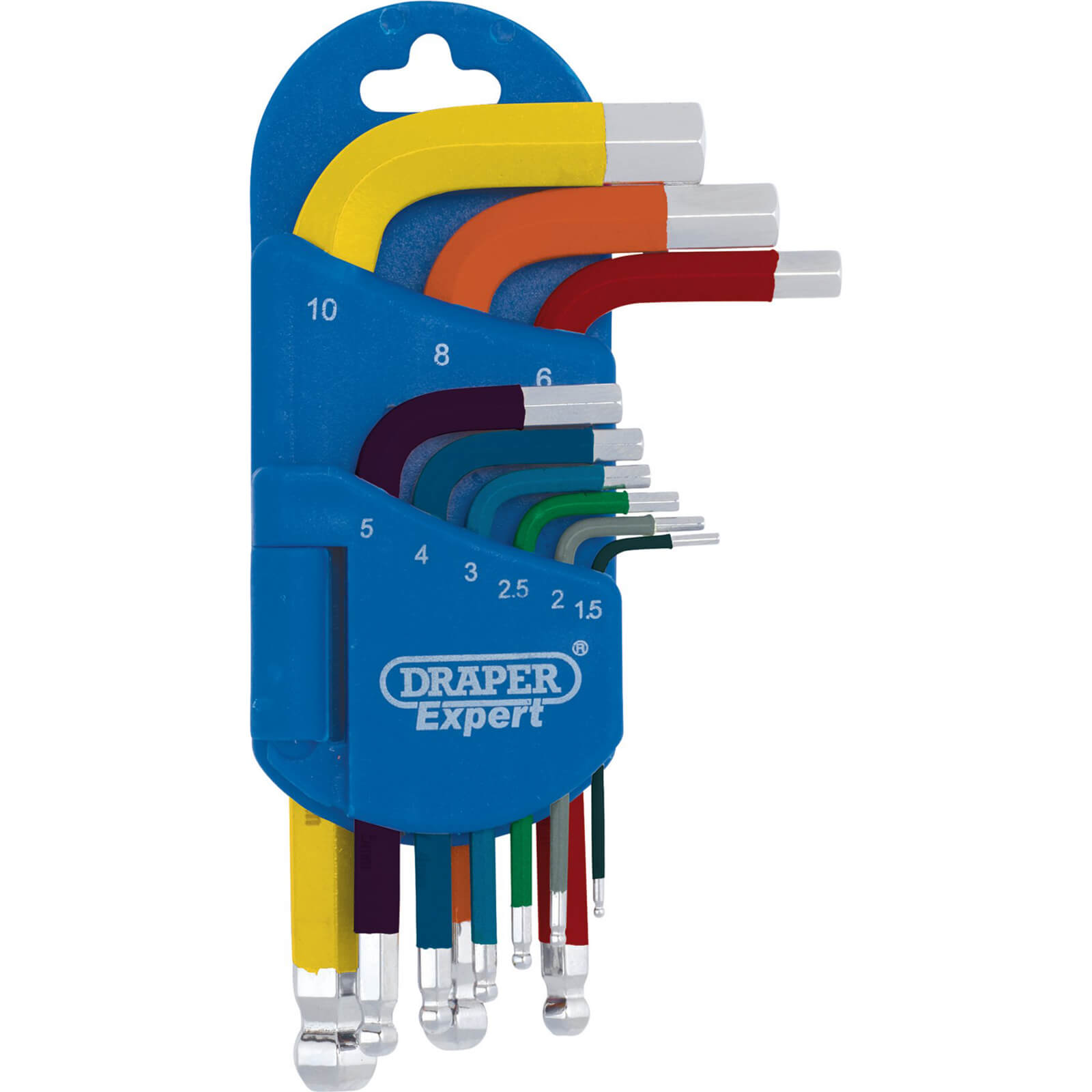 Image of Draper Expert 9 Piece Short Arm Colour Coded Ball End Hex Key Set